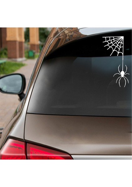 Ağdan Sarkan Örümcek Araba Sticker Beyaz 10X18 cm fiyatları