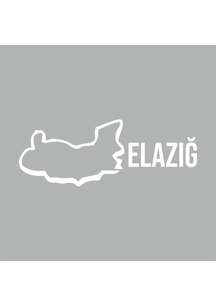 Elazığ Harita Araba Sticker Beyaz 18X7 cm
