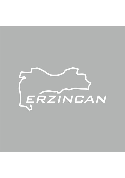 Erzincan Harita Araba Sticker Beyaz 17X8 cm