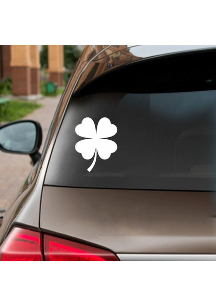 Dört Yaprak Yonca Araba Sticker Beyaz 12X16 cm fiyatları