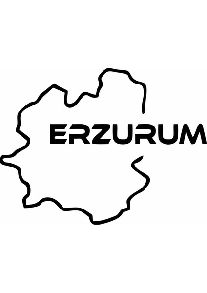 Erzurum Harita Araba Sticker Siyah 17X13 cm