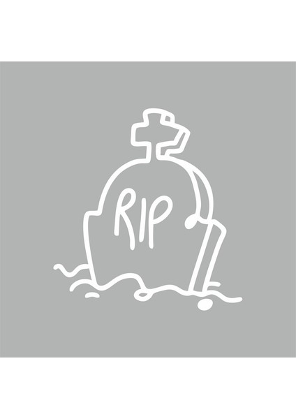 Rip Mezar Taşı Araba Sticker Beyaz 15X15 cm