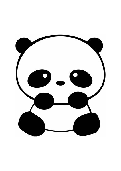 Sevimli Panda Araba Sticker Siyah 11X13 cm
