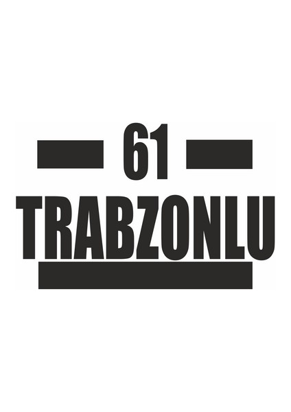 61 Trabzonlu Araba Sticker Siyah 16X9 cm