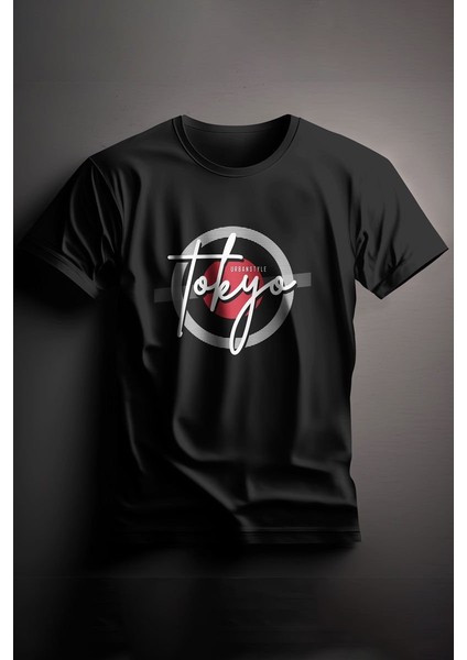 Unisex Baskılı Siyah Tişört Tokyo S