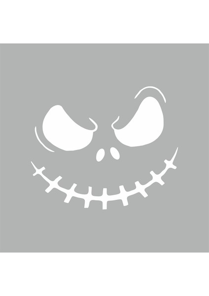 Korkunç Yüz Araba Stickeri Beyaz 16X13 cm