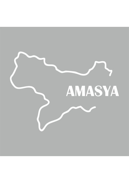 Amasya Harita Araba Sticker Beyaz 16X12 cm