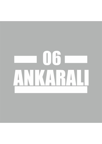 06 Ankaralı Araba Sticker Beyaz 16X9 cm