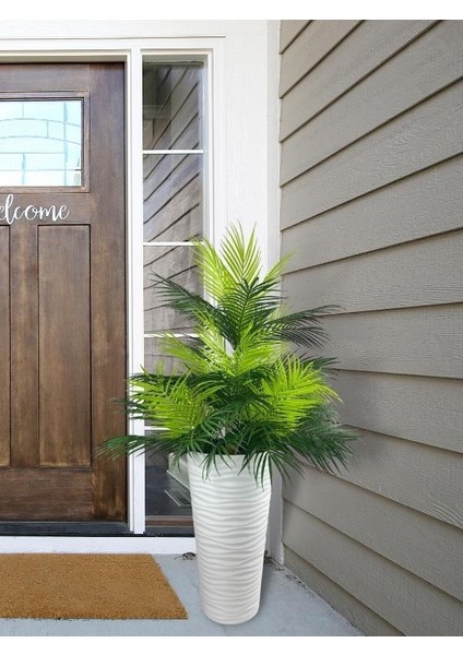 Yapay Çiçek Areka Salon Bitkisi Beyaz Uzun Kumsal Vazoda 130CM 45YAPRAK fırsatları