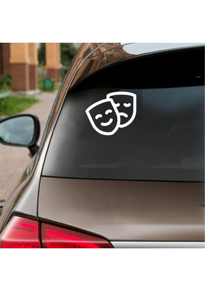 Mutlu Yüz Üzgün Yüz Araba Sticker Beyaz 16X15 cm fiyatları