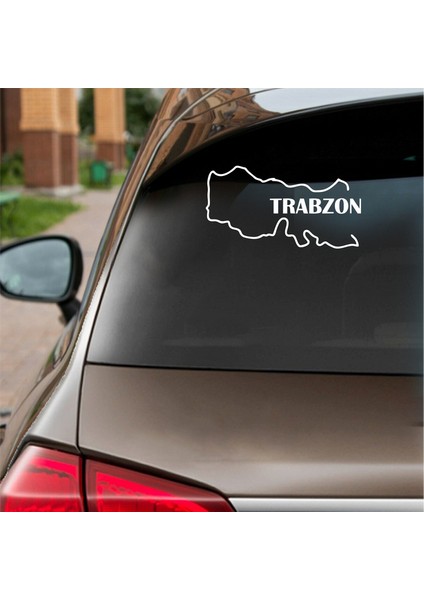 Trabzon Harita Araba Sticker Beyaz 18X10 cm