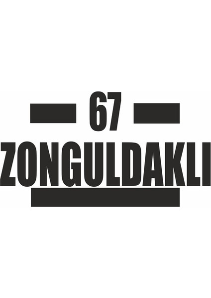 67 Zonguldaklı Araba Sticker Siyah 16X9 cm