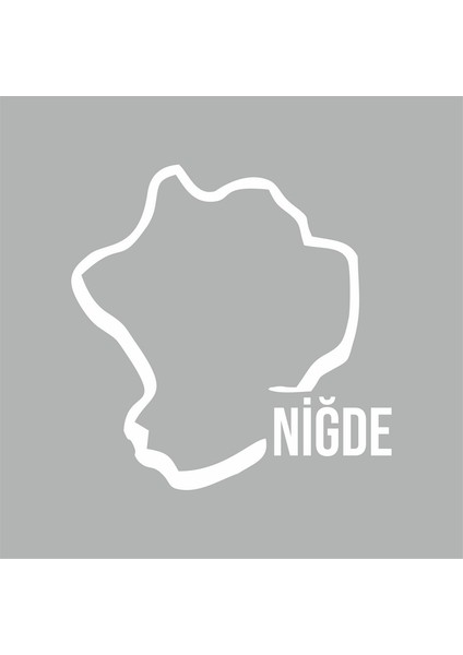 Niğde Harita Araba Sticker Beyaz 18X18 cm