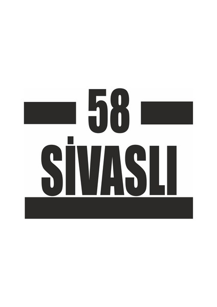 58 Sivaslı Araba Sticker Siyah 16X9 cm