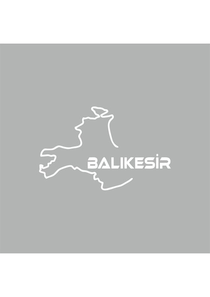 Balıkesir Harita Araba Sticker Beyaz 17X11 cm