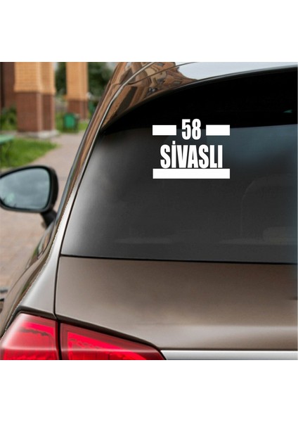 58 Sivaslı Araba Sticker Beyaz 16X9 cm fiyatları