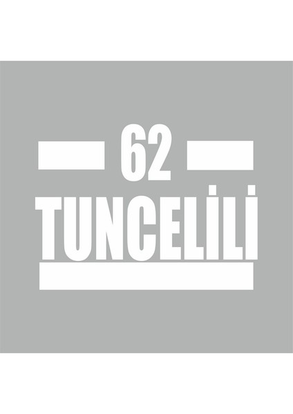 62 Tuncelili Araba Sticker Beyaz 16X9 cm