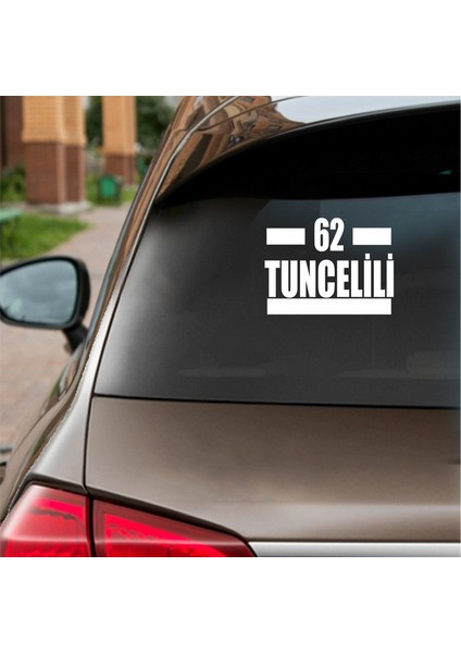 62 Tuncelili Araba Sticker Beyaz 16X9 cm