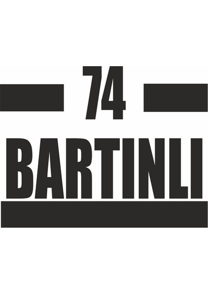 74 Bartınlı Araba Sticker Siyah 16X9 cm