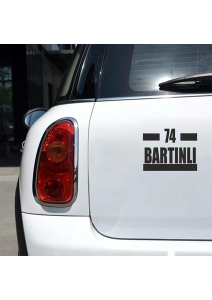 74 Bartınlı Araba Sticker Siyah 16X9 cm