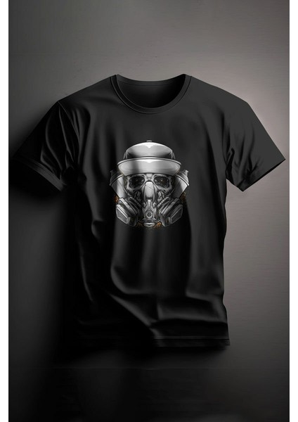 Unisex Baskılı Siyah Tişört Robot Xl