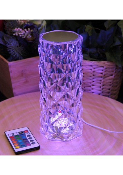 Şarjlı ve Uzaktan Kumandalı Rgb Kristal Masa Lambası