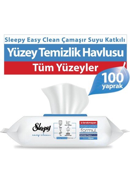 Easy Clean Sirke Karbonat Çamaşır Suyu Katkılı Yüzey Temizlik Islak Havlusu 100'lü 10 Paket