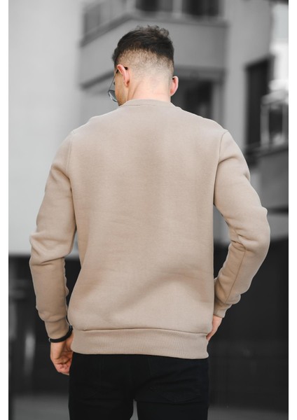 Trc 2173 Üç İplik Şardonlu Kuru Kafa Baskılı Cep Detaylı Erkek Sweatshirt fırsatları