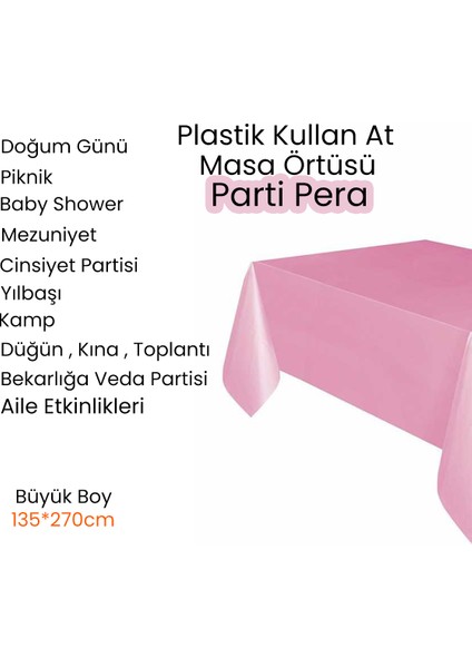 Parti Pera Plastik Kullan At Büyük Boy Fuşya Masa Örtüsü 135*270CM