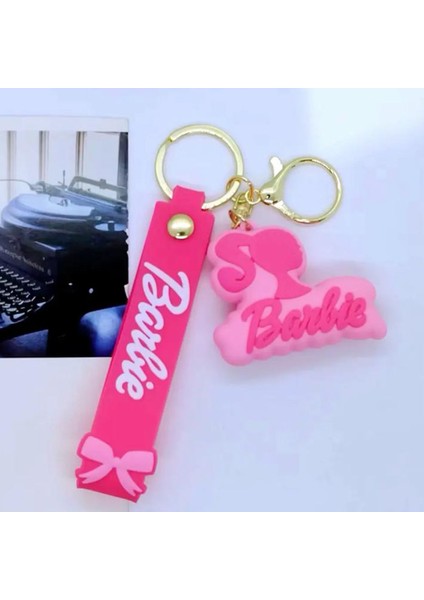 Pembe Barbie Silüet Logo Silikon Anahtarlık