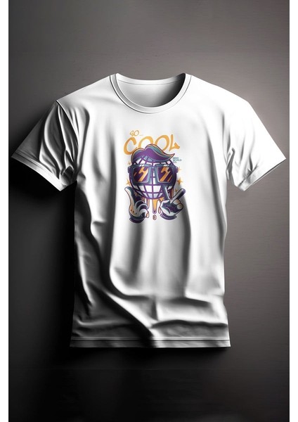 Unisex Baskılı Beyaz Tişört Cool Xl