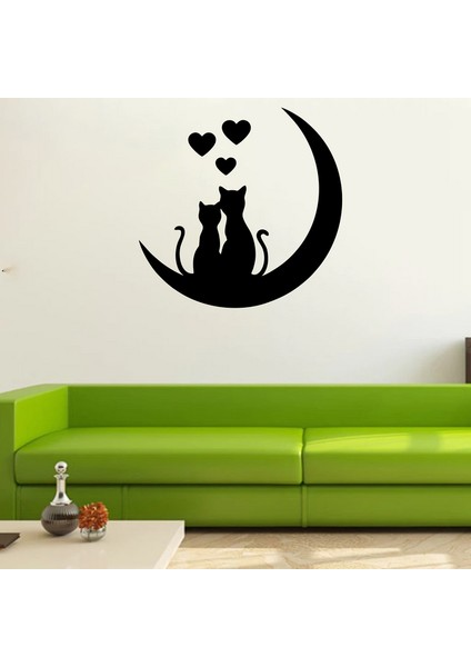 Sarılan Kediler Duvar Sticker Siyah 20X20 cm fiyatları