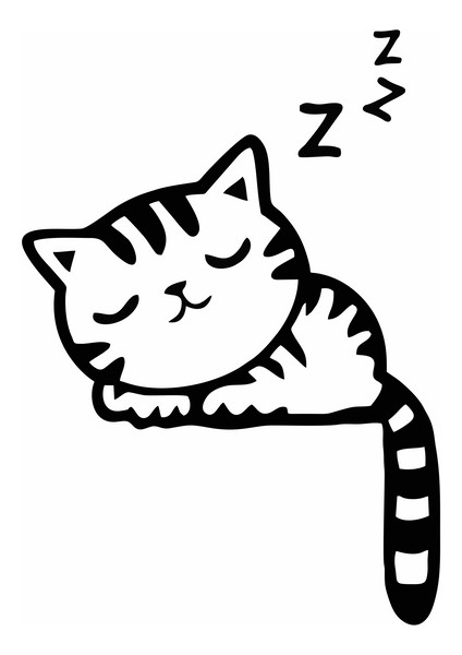 Uyuyan Kedi Priz Sticker Siyah 12X18 cm