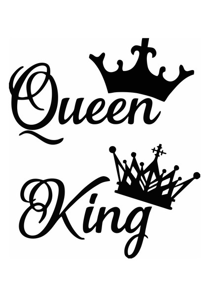 Queen - King Sticker Siyah 15X10 cm
