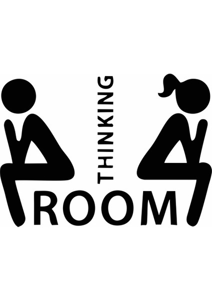 Thinking Room Wc Sticker Siyah 20X15 cm