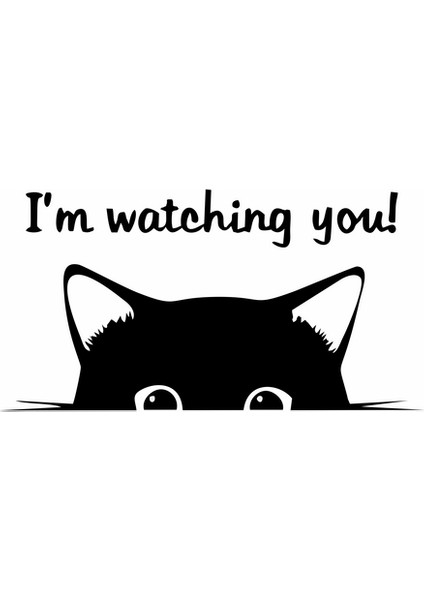 Im Watching You Kedi Klozet Sticker Siyah 20X12 cm