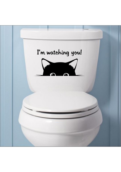 Im Watching You Kedi Klozet Sticker Siyah 20X12 cm fiyatları