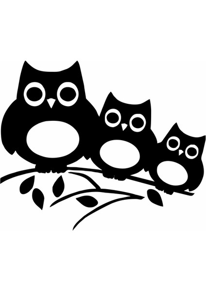 Baykuşlar Duvar Sticker Siyah 21X7 cm