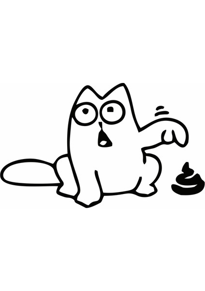 Komik Kedi Klozet Sticker Siyah 18X12 cm