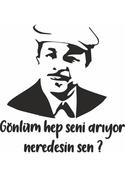 Neşet Ertaş Duvar Sticker Siyah 20X20 cm