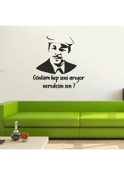 Neşet Ertaş Duvar Sticker Siyah 20X20 cm