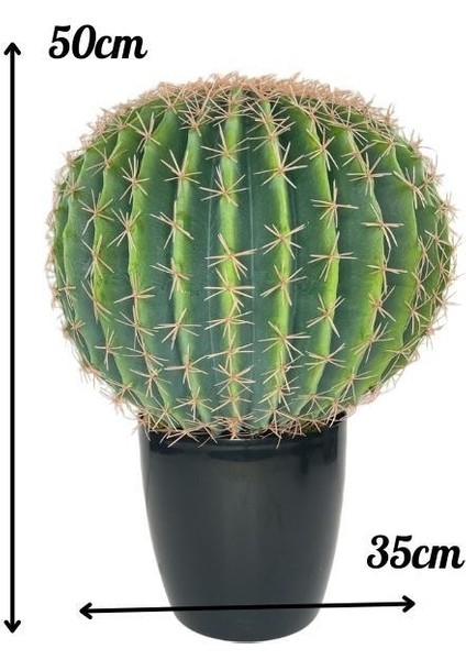 Yapay Çiçek Echinocactus Grusonii Altın Fıçı Kaktüs Siyah Saksıda 50*35CM Cactüs SK4010S modelleri