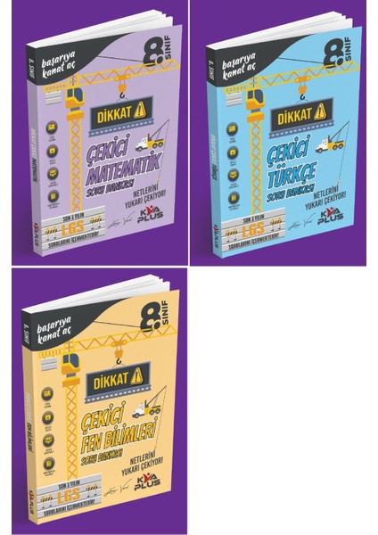2024 8. Sınıf Matematik + Türkçe + Fen Dikkat Çekici Soru Seti 2 Kitap