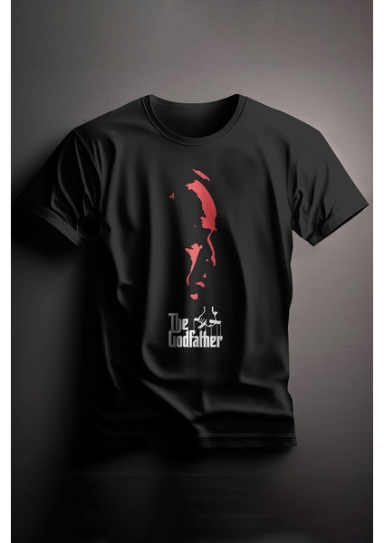 Unisex Baskılı Siyah Tişört Godfather Xl
