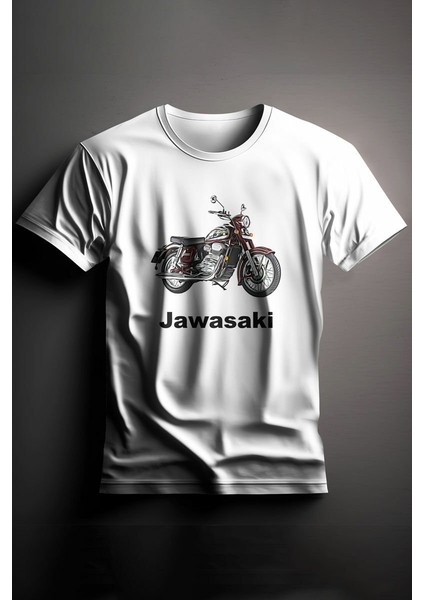 Unisex Baskılı Beyaz Tişört Jawasaki Xl