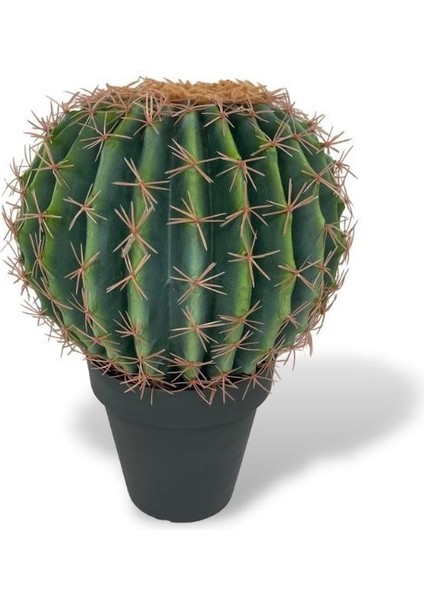 Yapay Çiçek Echinocactus Grusonii Altın Fıçı Kaktüs Siyah Saksıda 35*25M Cactüs SK4010S