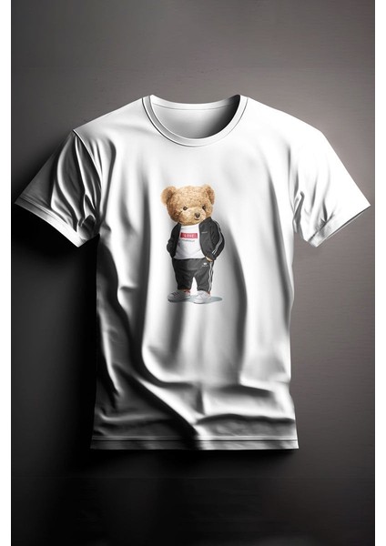 Unisex Baskılı Beyaz Tişört Love Bear L