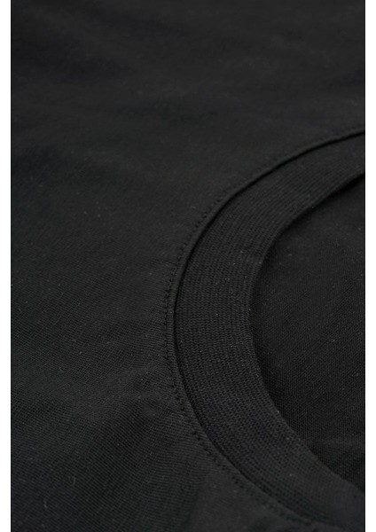 Unisex Baskılı Siyah Tişört Color Cat L