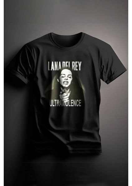 Unisex Baskılı Siyah Tişört Lana Del Rey S