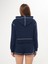 Lacivert Karyoka Dikişli Kadın Oversize Kapşonlu Sweatshirt | Yumuşacık Selanik | Nakışlı Beyaz Q Logo HOD5051 5